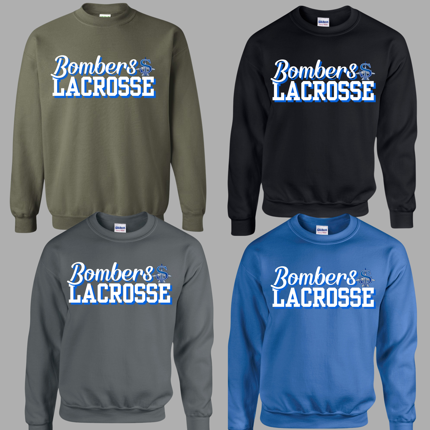 LAX- Bomber Lacrosse (SCRIPT)- Crewneck Sweatshirt or Hooded Sweatshirt or Tee Shirt