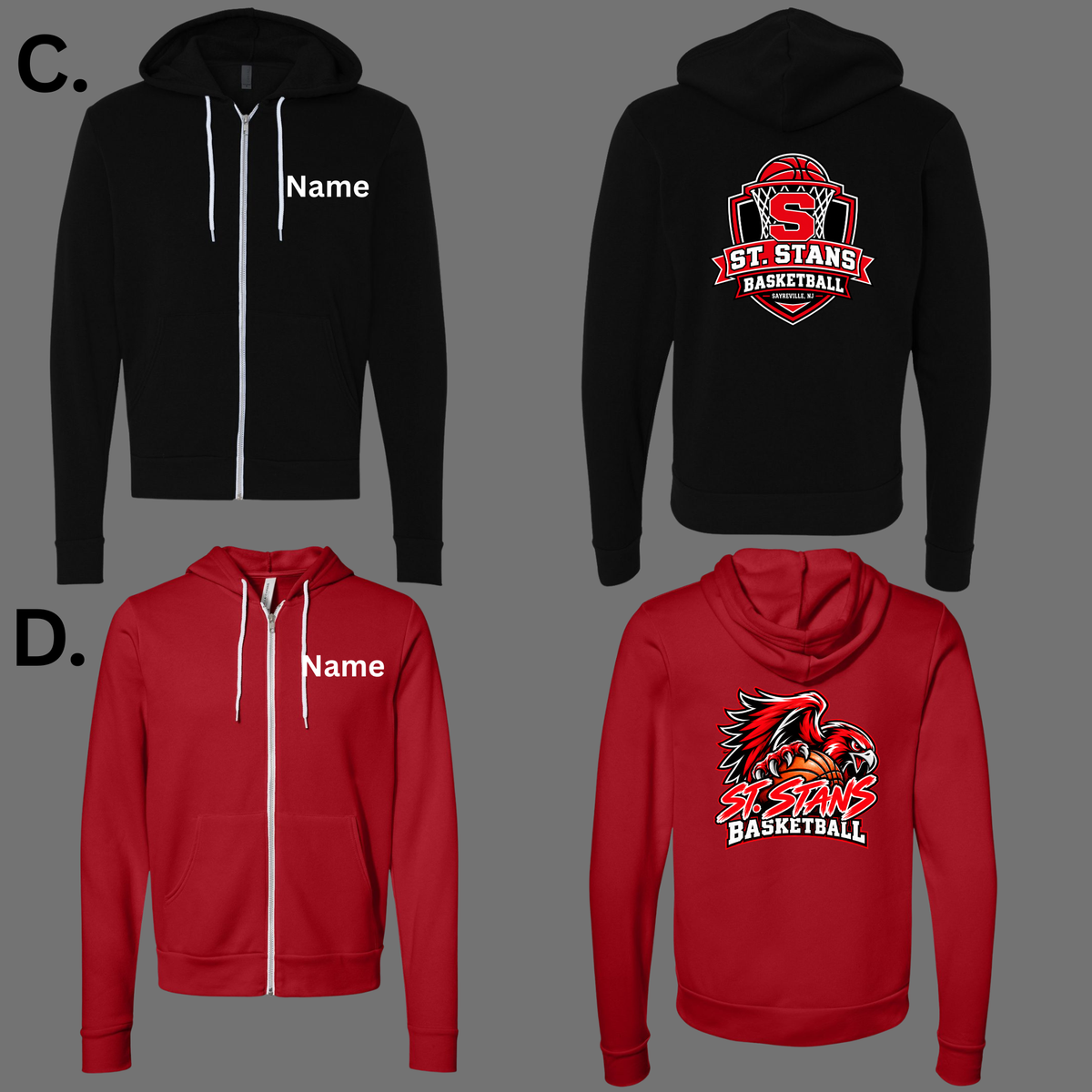 St. Stans Athletics 016 - BASKETBALL -Full Zip Sweatshirt