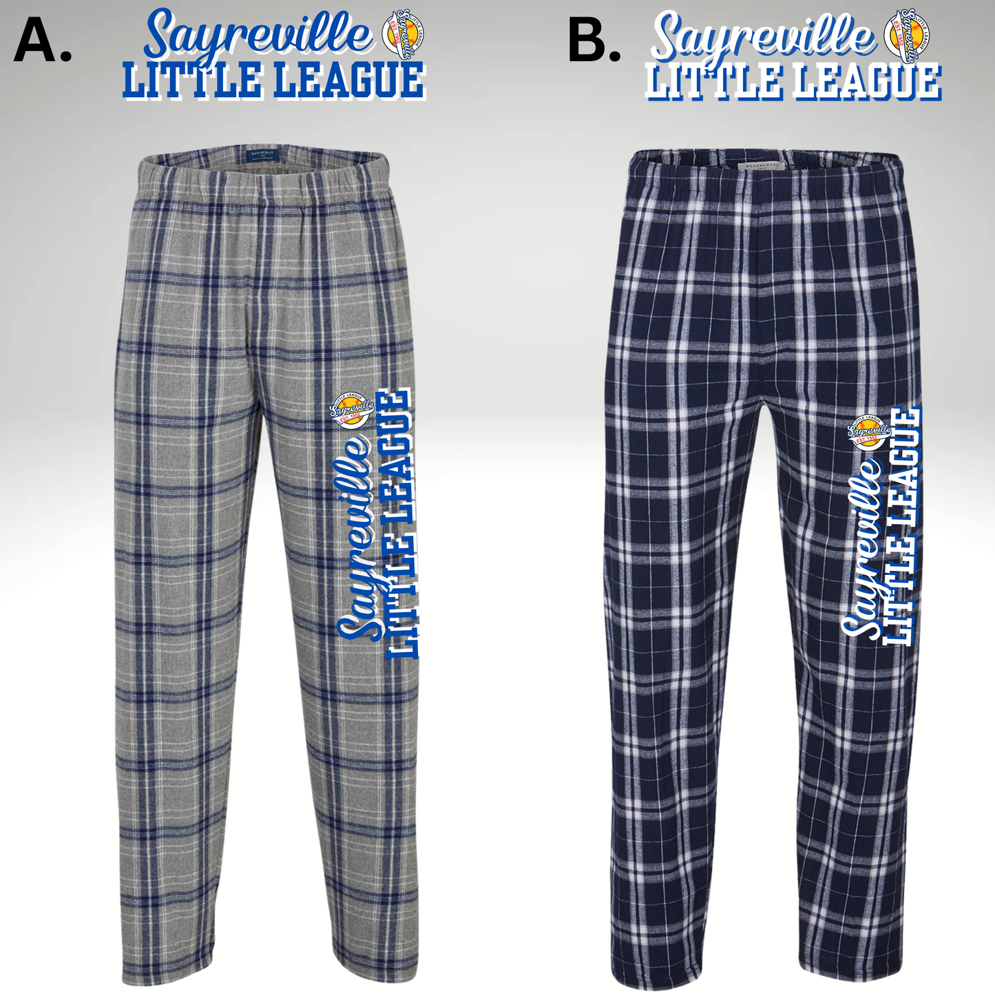 SLL 9- Sayreville Little League - SOFTBALL LOGOS - Box craft - Flannel PJ Pants with Pockets