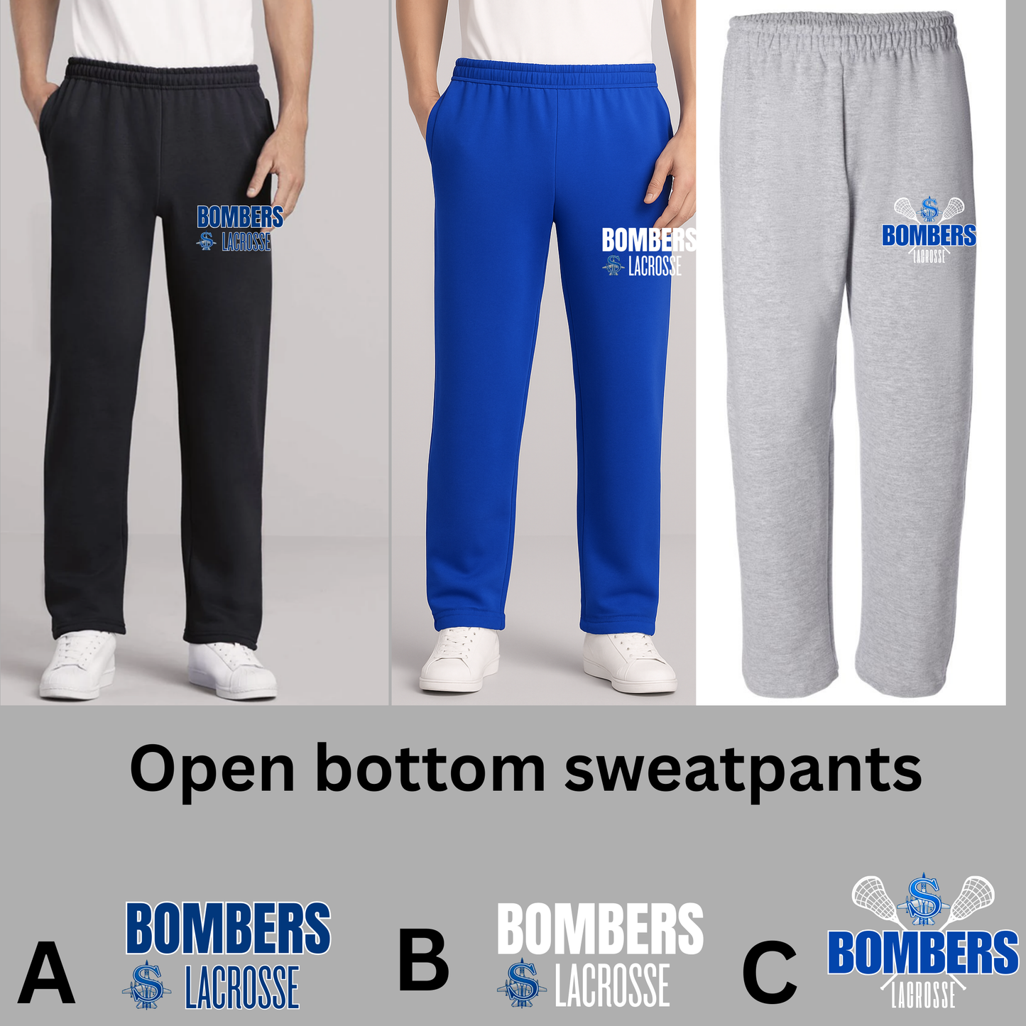 LAX Sweatpants: Choose:  Jogger, Baggy or Open Bottom Sweatpants