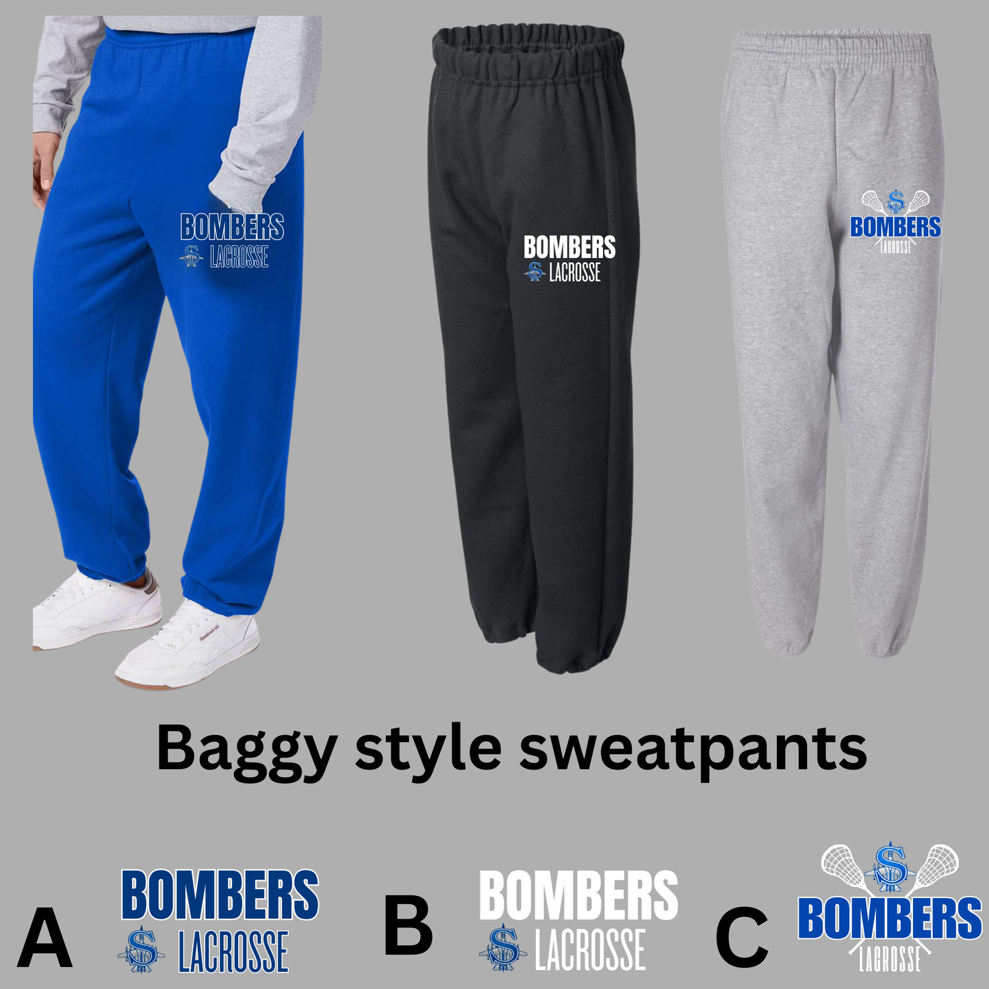 LAX Sweatpants: Choose:  Jogger, Baggy or Open Bottom Sweatpants