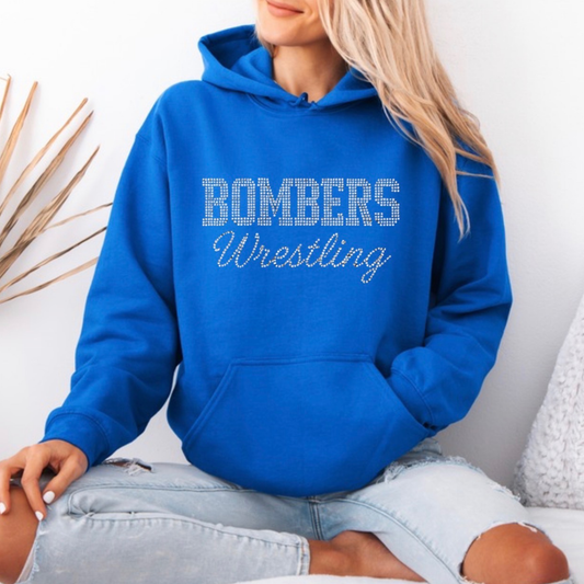 Wrestling 033 -Rhinestone Sayreville Wrestling -HOODED Fleece Sweatshirt (handmade by J&F creations)