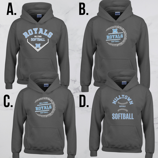 MR 02 -ROYALS- Adult & Youth Unisex Cotton Fleece Hooded Sweatshirt - CHARCOAL GRAY