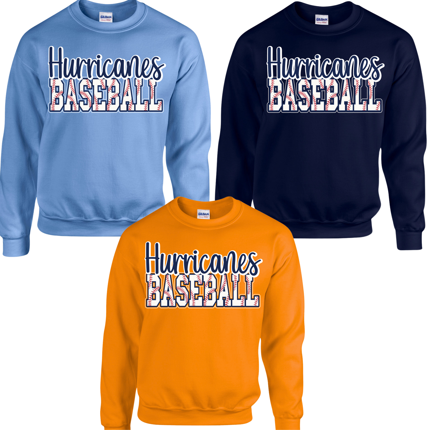 Hurricanes - Hurricanes Baseball - Fleece Crew Neck Sweatshirt Hurricanes Baseball