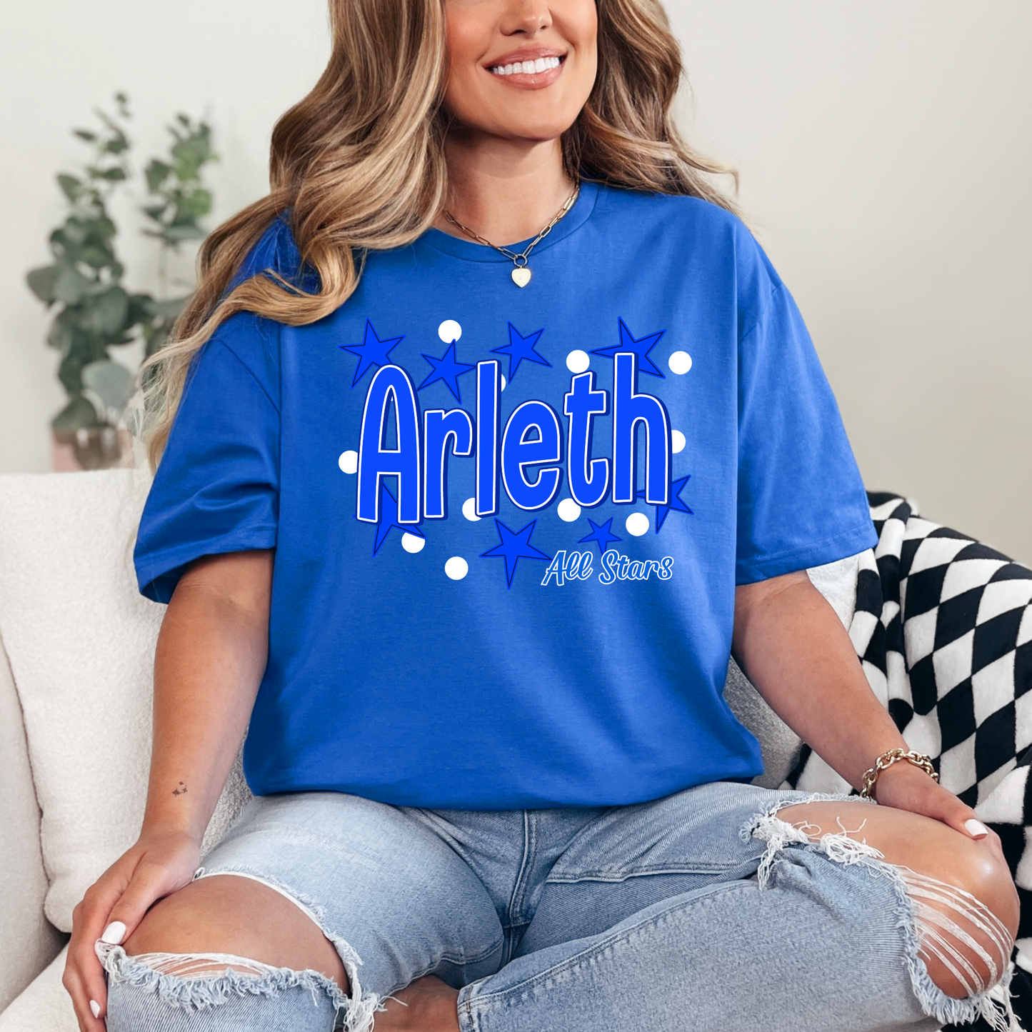 Arleth 002- ARLETH stars & dots design - Tee Shirt, Crew neck Sweatshirt, or Hooded Sweatshirt