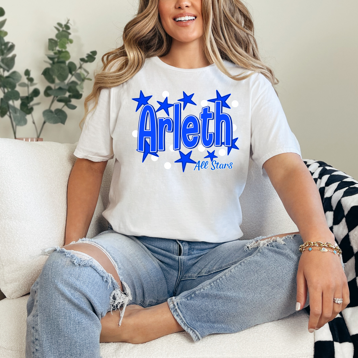 Arleth 002- ARLETH stars & dots design - Tee Shirt, Crew neck Sweatshirt, or Hooded Sweatshirt