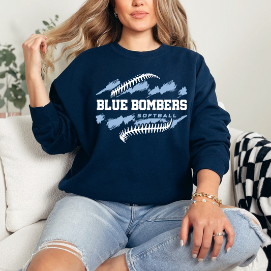 Blue Bombers -Blue/White Sayreville Blue Bombers - Fleece Crew Neck Sweatshirt
