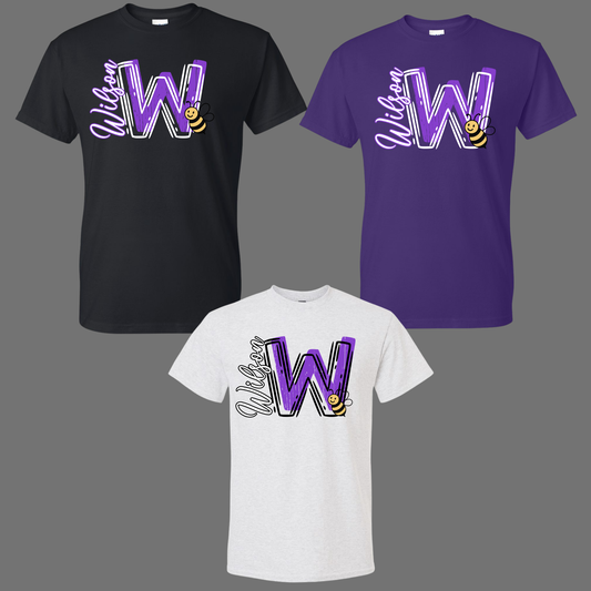 Wilson 002 - W Wilson(script) - Tee Shirt, Crewneck Sweatshirt or Hooded Sweatshirt