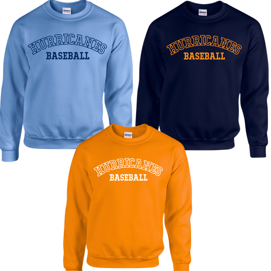 Hurricanes - Hurricanes Baseball Arched Wording - Fleece Crew Neck Sweatshirt
