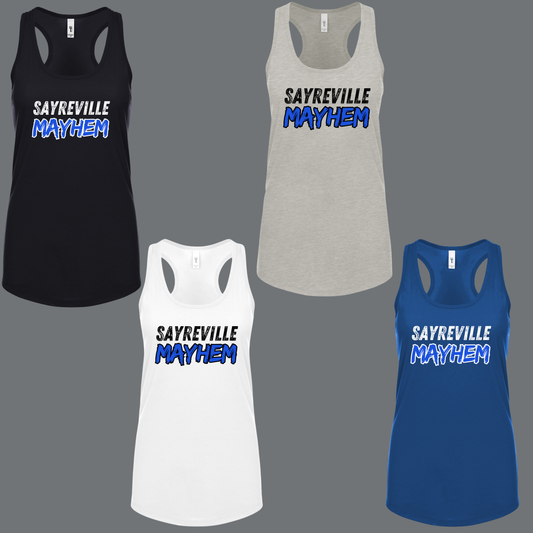 Sayreville MAYHEM Soccer 010 - Racerback Women's Tank Tops
