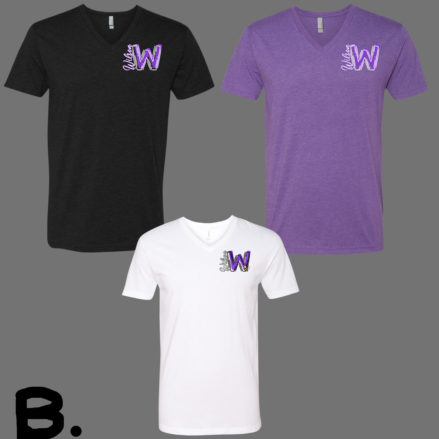 Wilson 005 - All Wilson Logos - V Neck Tee Shirt - Soft style