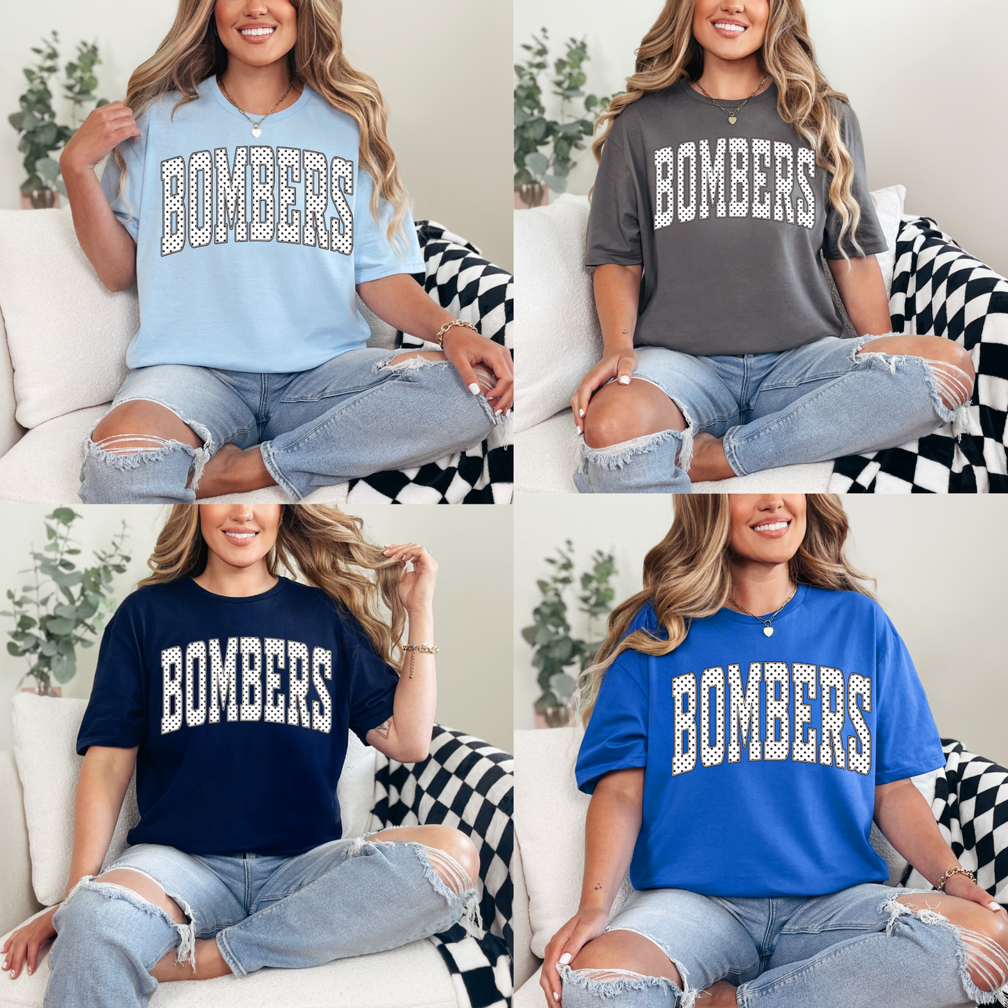 Baseball Mother's Day Collection - Poka Dot Bombers - (Tee- Shirt - Crewneck Sweatshirt or Hooded Sweatshirt)