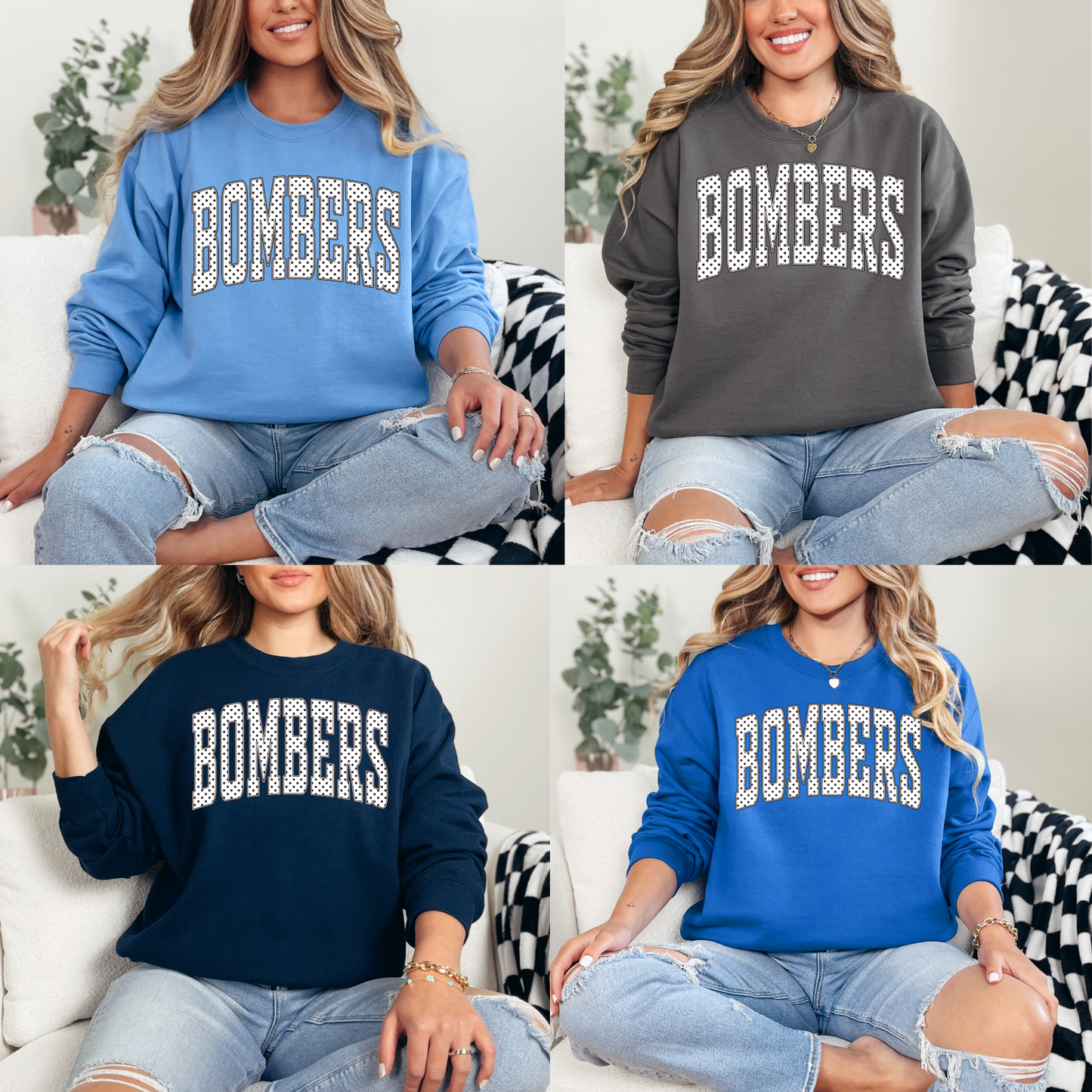Baseball Mother's Day Collection - Poka Dot Bombers - (Tee- Shirt - Crewneck Sweatshirt or Hooded Sweatshirt)