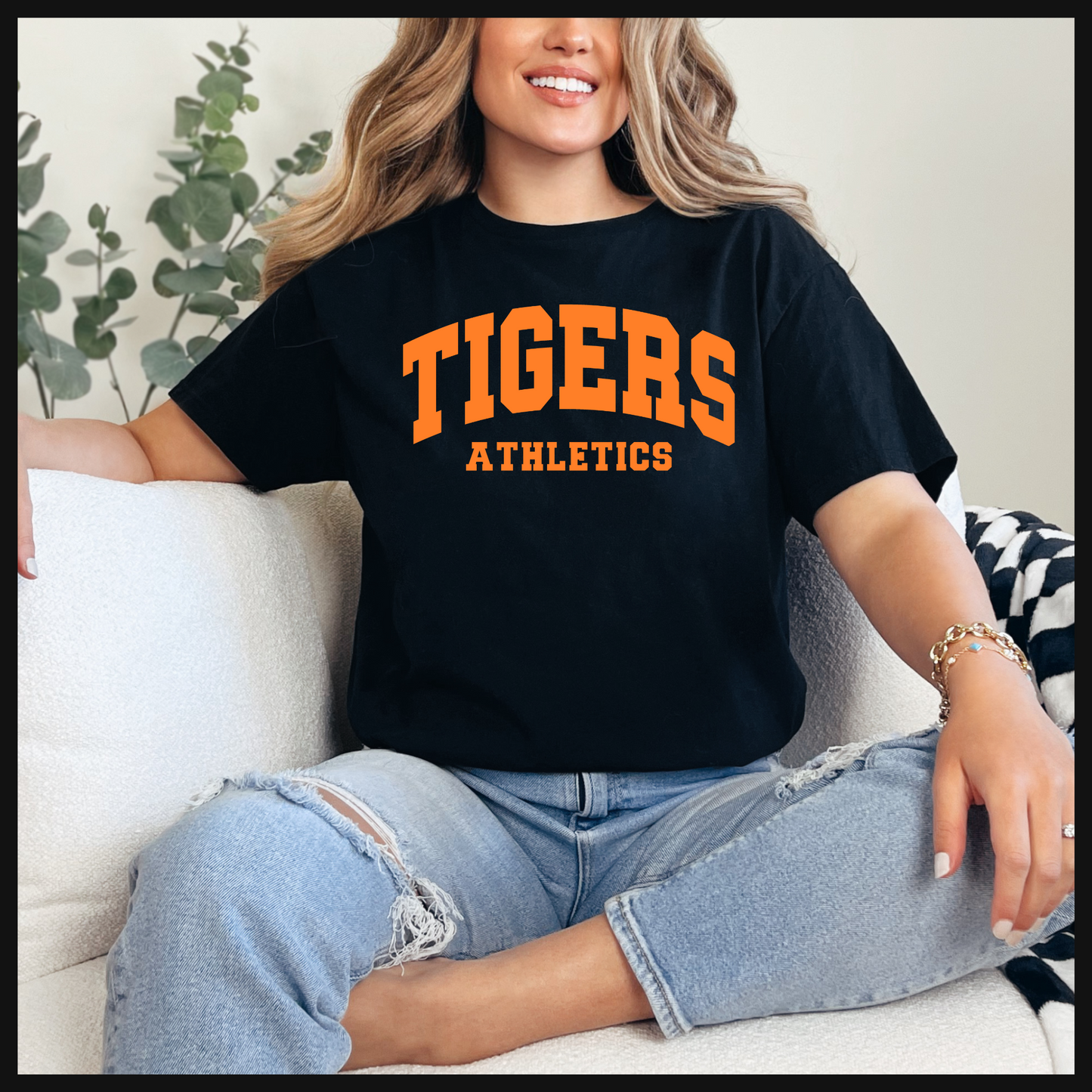 Tigers Soccer 008 - TIGER PUFF PRINT - Soft style Unisex Cotton Tee Shirt