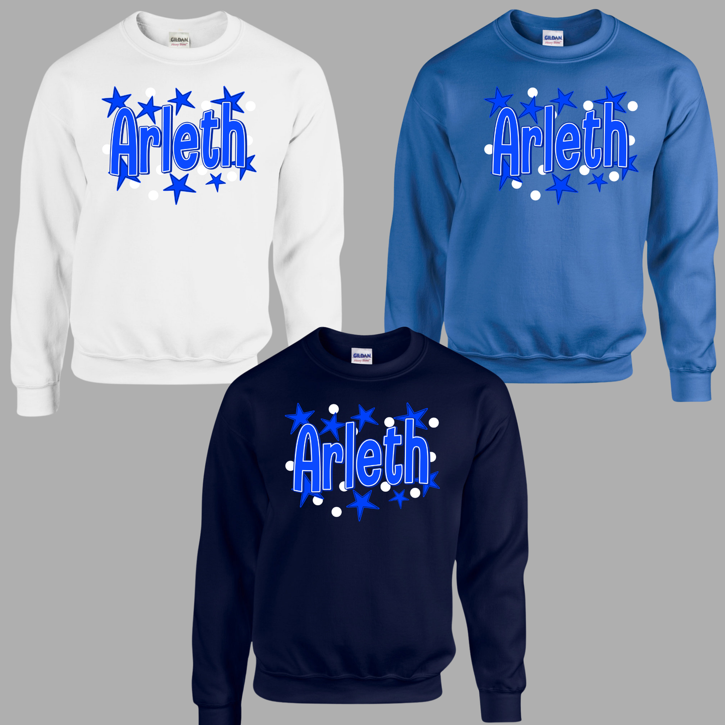 Arleth 002- ARLETH stars & dots design - Tee Shirt, Crew neck Sweatshirt, or Hooded Sweatshirt