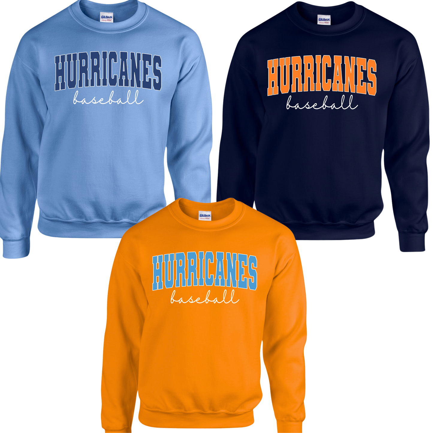 Hurricanes - Hurricane Baseball- Crewneck Sweatshirt or Hooded Sweatshirt or Tee Shirt