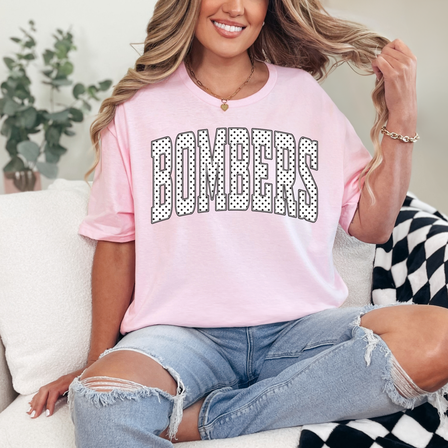 Baseball Mother's Day Collection - Poka Dot Bombers - (Tee- Shirt - Crewneck Sweatshirt or Hooded Sweatshirt)