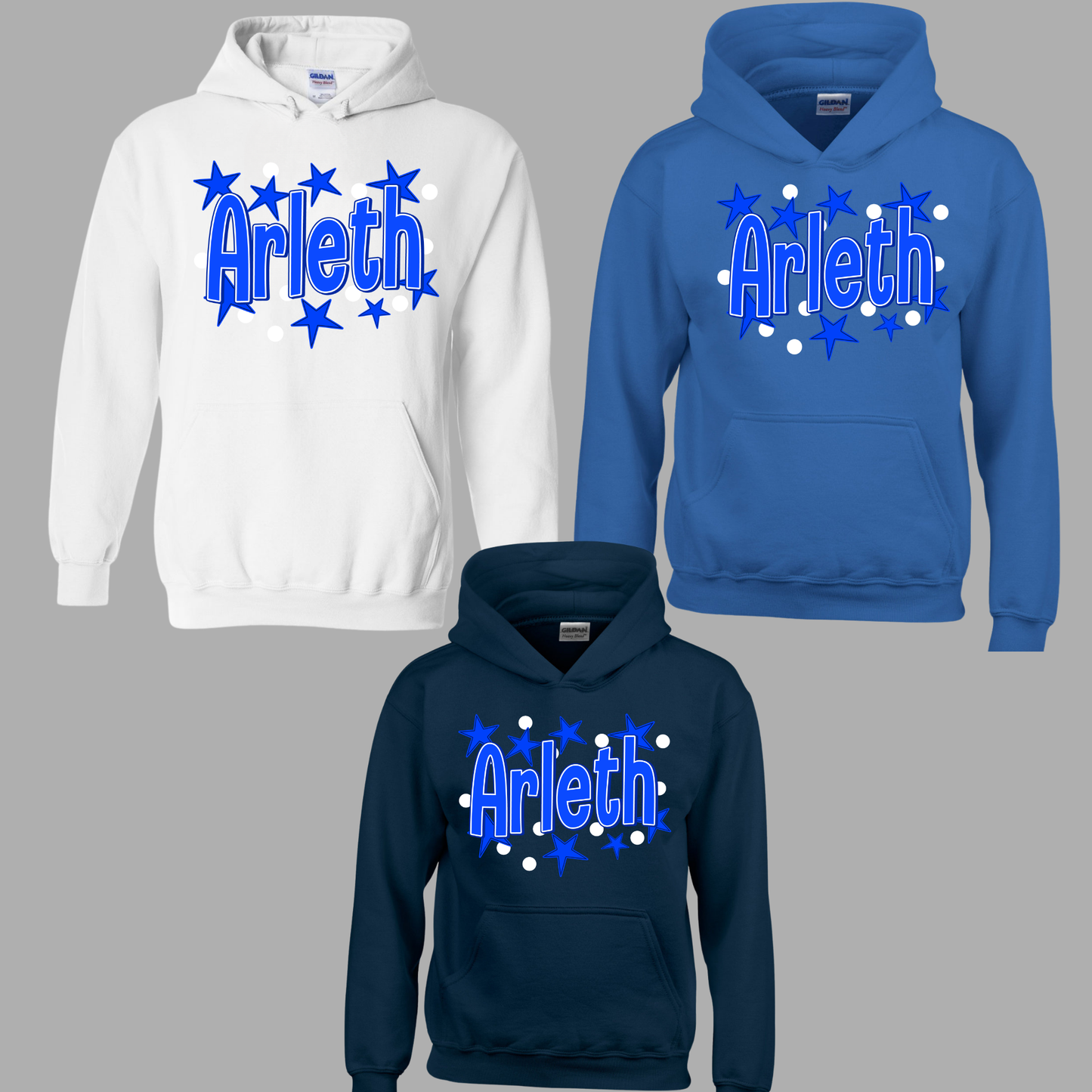 Arleth 002- ARLETH stars & dots design - Tee Shirt, Crew neck Sweatshirt, or Hooded Sweatshirt