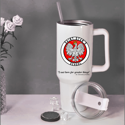 031- St. Stan's School - 20oz Travel Tumbler with Handle and straw