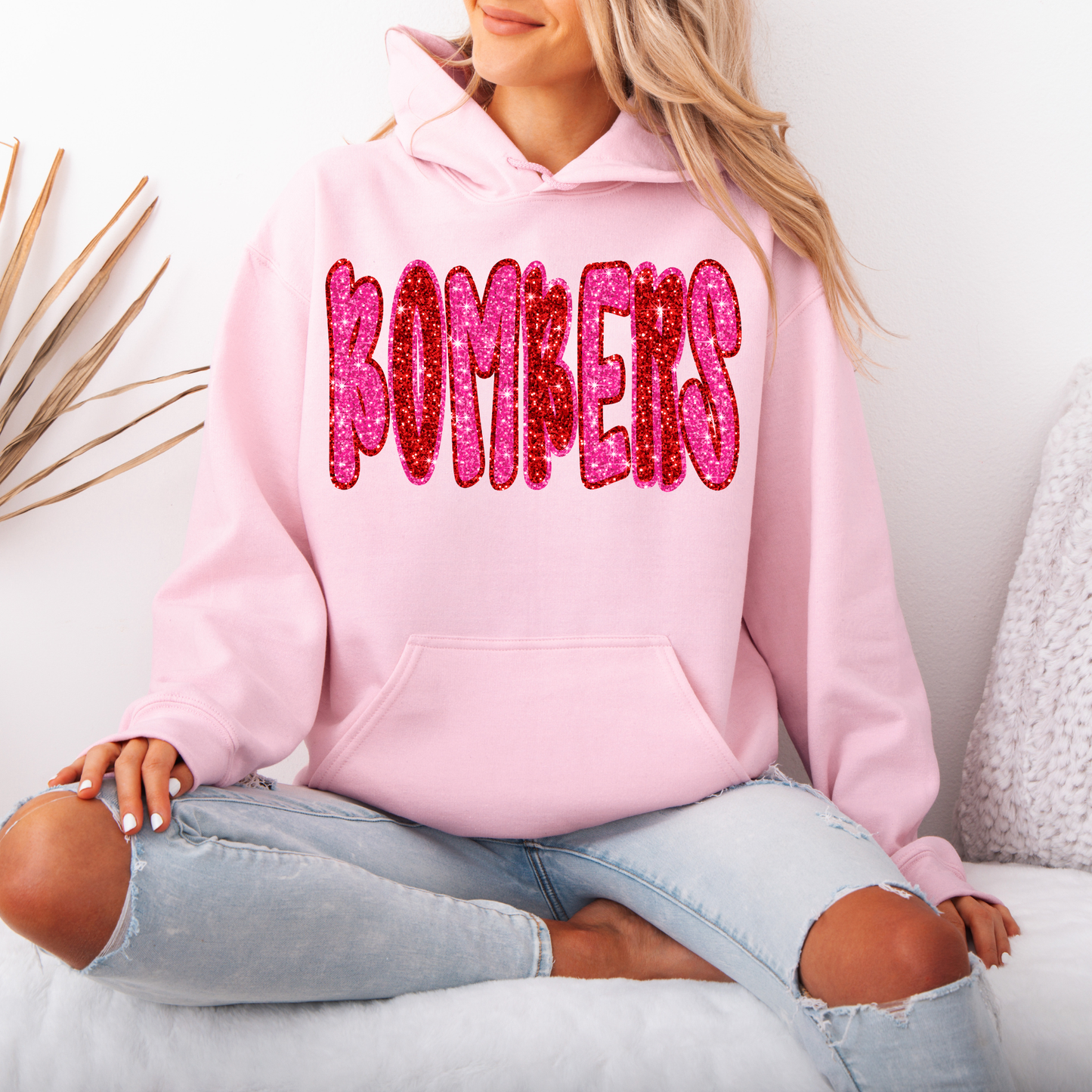 Bombers glittery wording  - Crewneck Sweatshirt or Hooded Sweatshirt or Tee Shirt