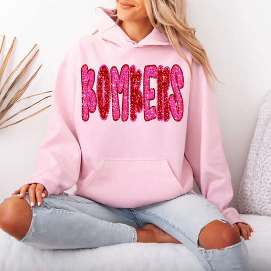 Bombers glittery wording  - Crewneck Sweatshirt or Hooded Sweatshirt or Tee Shirt