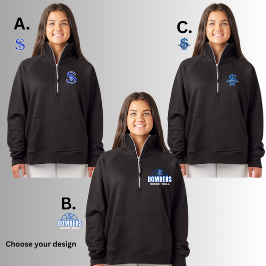 BGB 013- ENZA 3/4 zip women's Cow crewneck thick sweatshirt