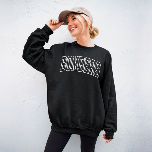 Volleyball 019 -BOMBERS Wording Outlined APPAREL- PUFF PRINT - Fleece Crewneck Sweatshirt
