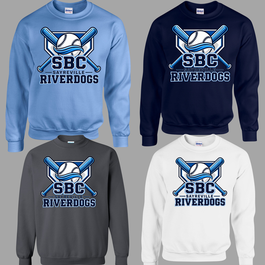 8U Riverdogs - SBC Riverdogs Ball/Homeplate/Bats design - Fleece Crew Neck Sweatshirt