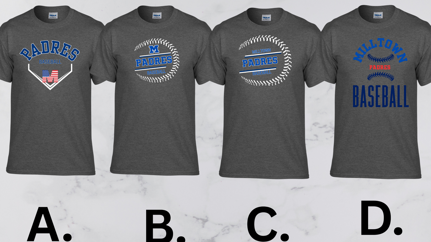 MP 04 -PADRES - Adult & Youth Unisex Cotton T-Shirt - Charcoal Gray