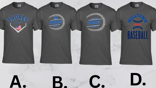 MP 04 -PADRES - Adult & Youth Unisex Cotton T-Shirt - Charcoal Gray