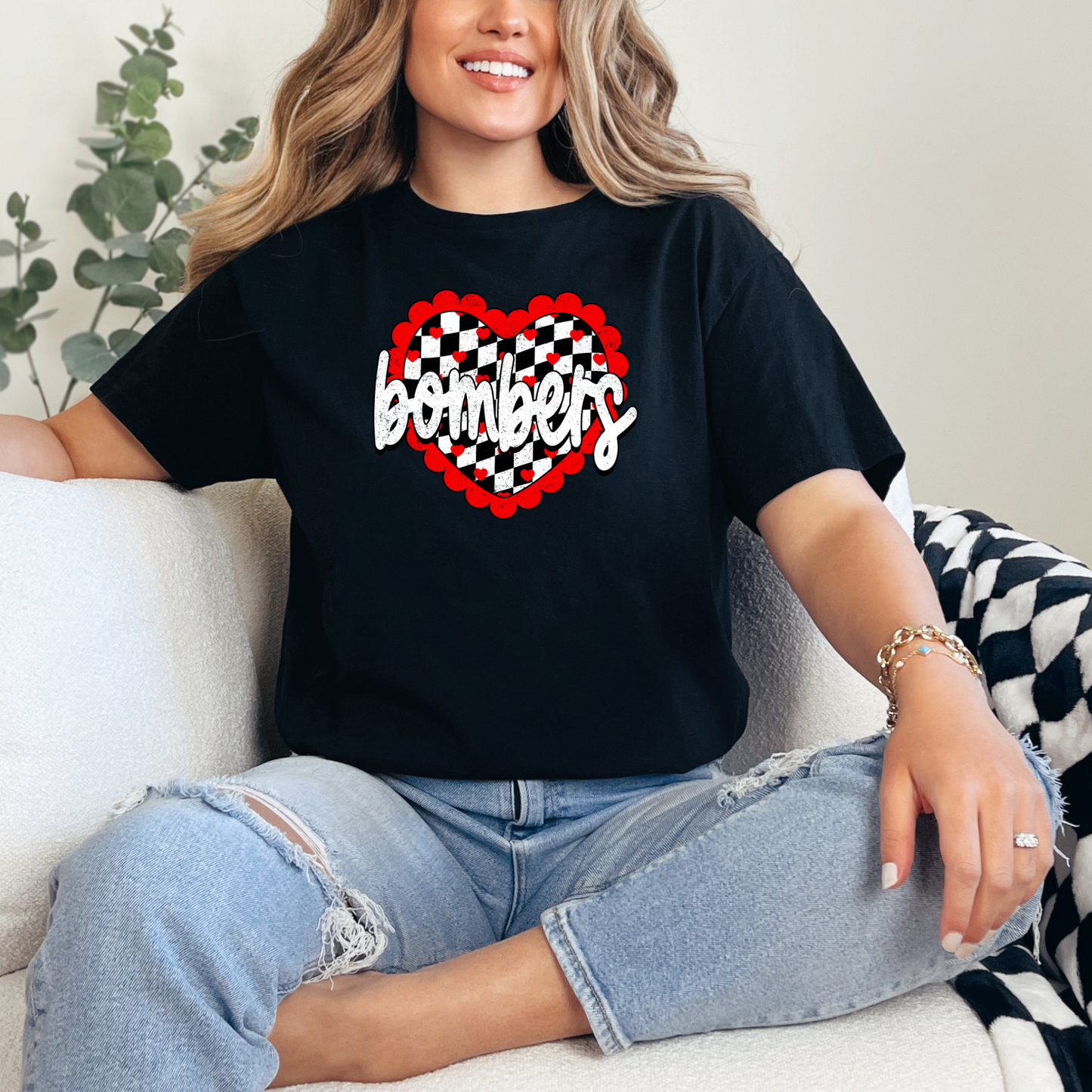 BGB 032 - BOMBERS in w heart - Crewneck Sweatshirt or Hooded Sweatshirt or Tee Shirt