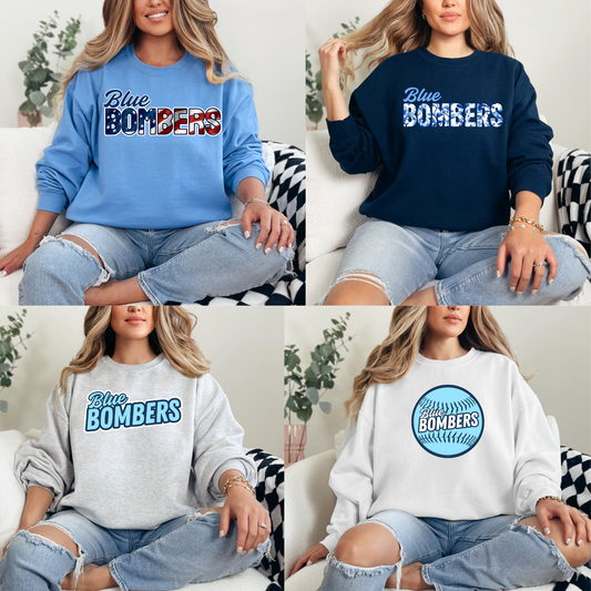 Blue Bombers 007 - Fleece Crew Neck Sweatshirt - Logo Options