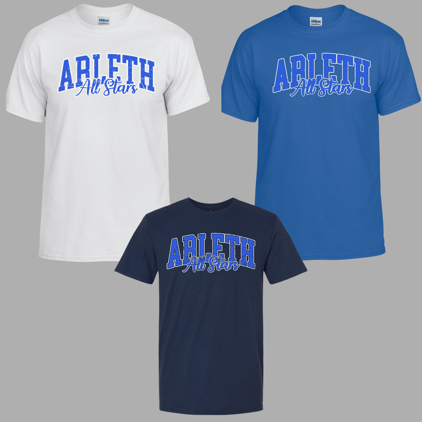 Arleth 003 - ARLETH All Stars distressed design - Tee Shirt, Crew neck Sweatshirt, or Hooded Sweatshirt