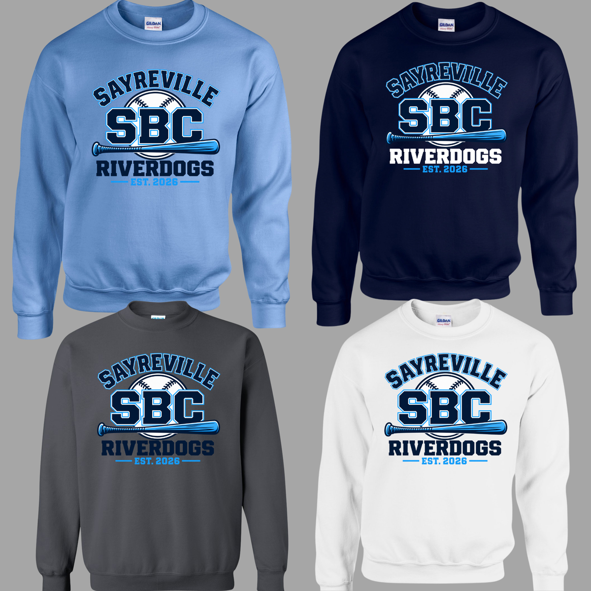 8U Riverdogs - Sayreville Riverdogs est 2026 design - Fleece Crew Neck Sweatshirt