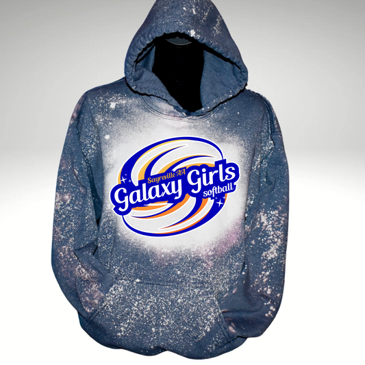 Galaxy Girls 017 -Galaxy Girls Bleached Hooded Sweatshirt -   Fleece Hooded Sweatshirt