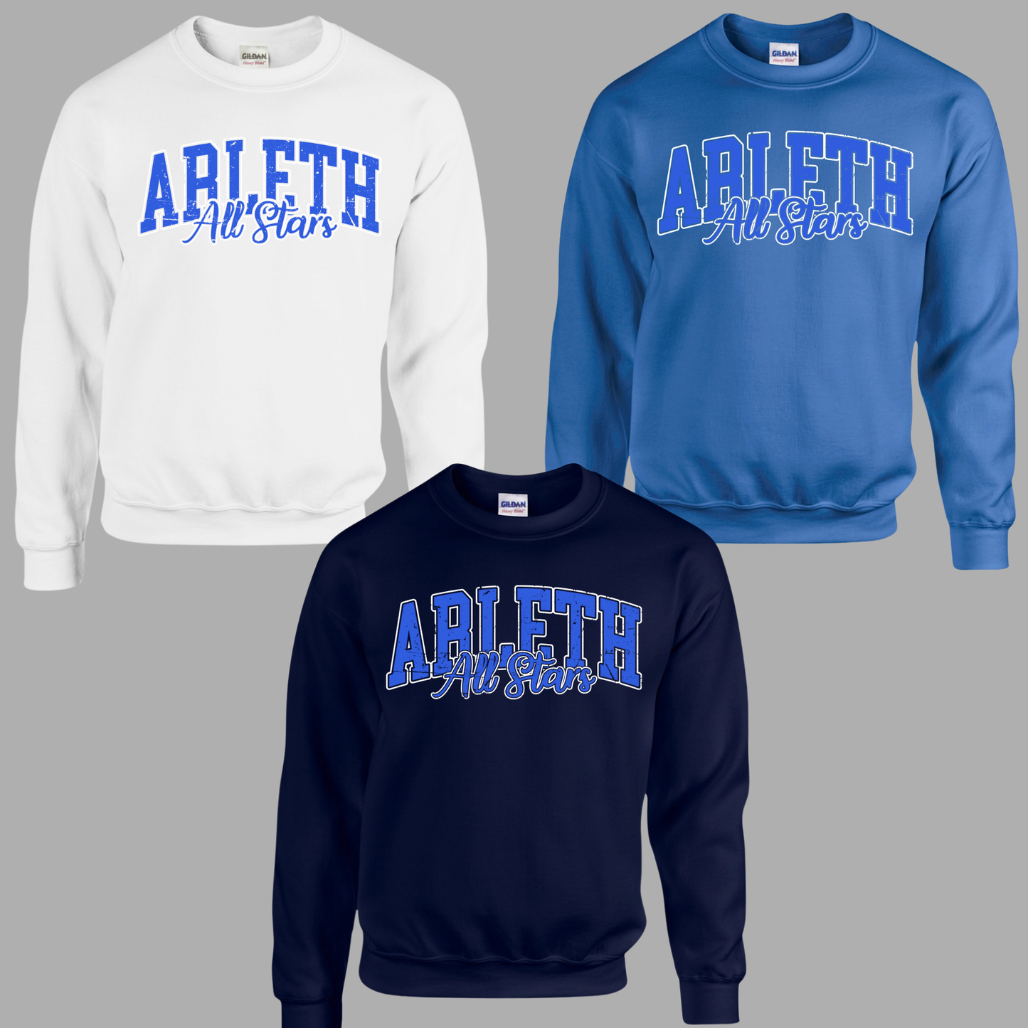 Arleth 003 - ARLETH All Stars distressed design - Tee Shirt, Crew neck Sweatshirt, or Hooded Sweatshirt