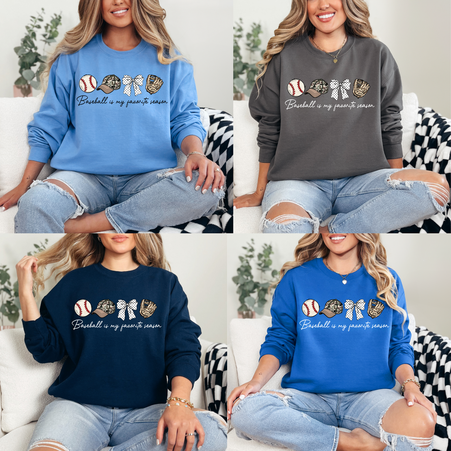 Baseball Mother's Day Collection - My favorite season is baseball design - (Tee- Shirt - Crewneck Sweatshirt or Hooded Sweatshirt)