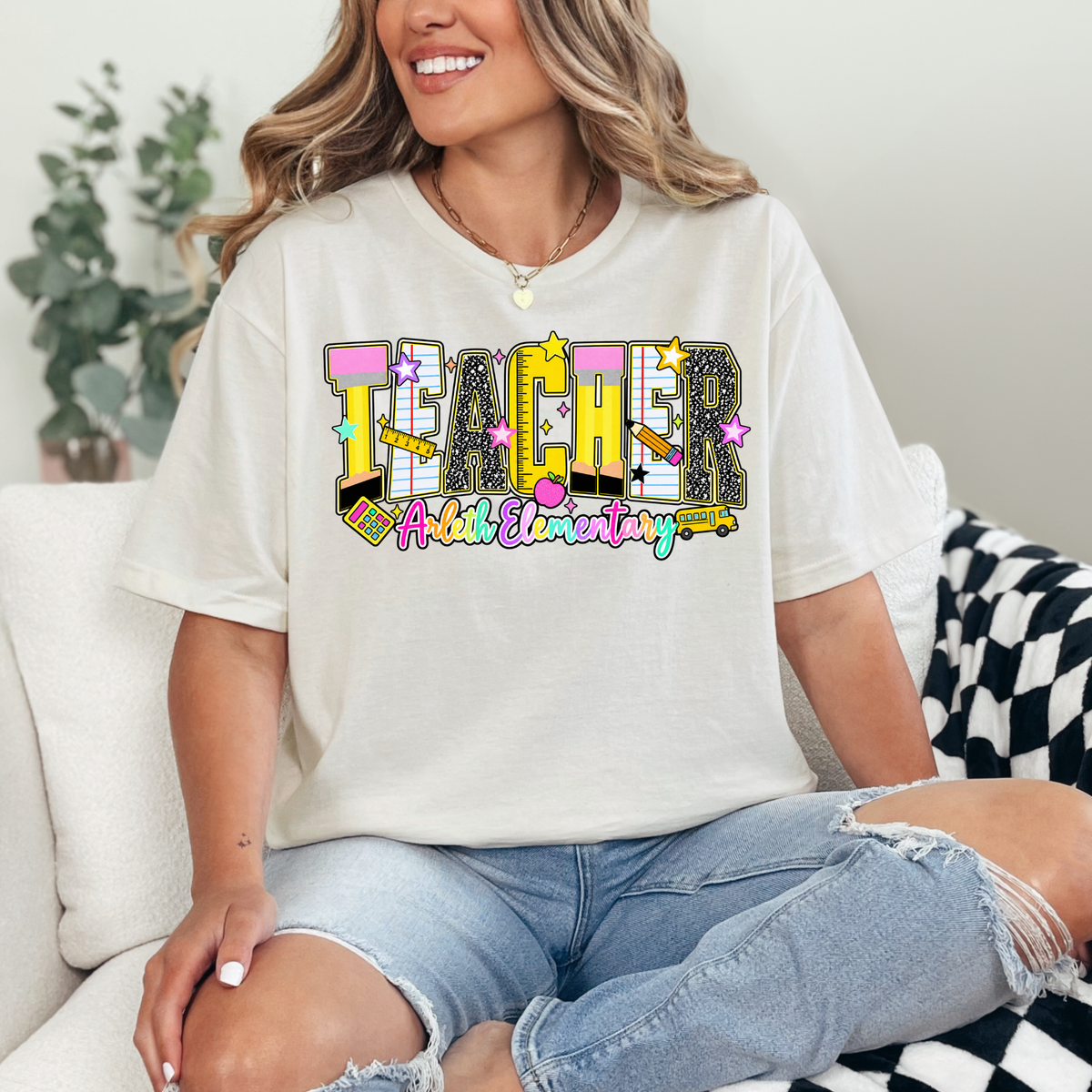 Arleth 029 - TEACHER Arleth Elementary Tee Shirt, Crew neck Sweatshirt, or Hooded Sweatshirt