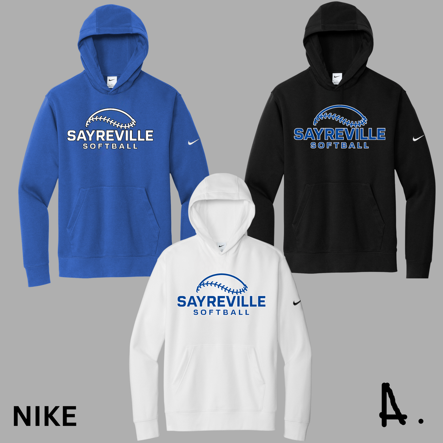 Softball 019- NIKE Hooded Sweatshirt - cotton/poly blend