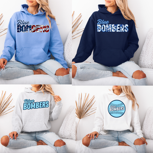 Blue Bombers 004 -Fleece Hooded Sweatshirt - Logo options