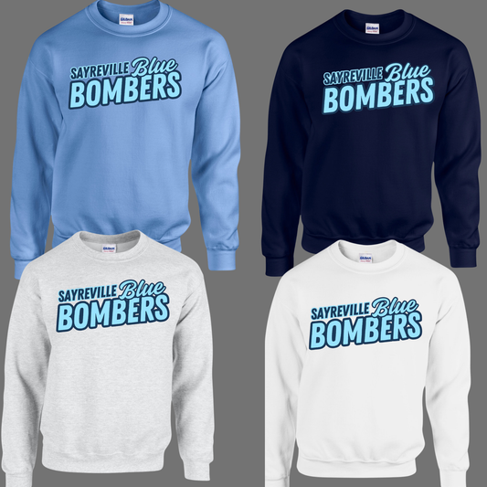 Blue Bombers - Blue Bubble Design - Fleece Crew Neck Sweatshirt
