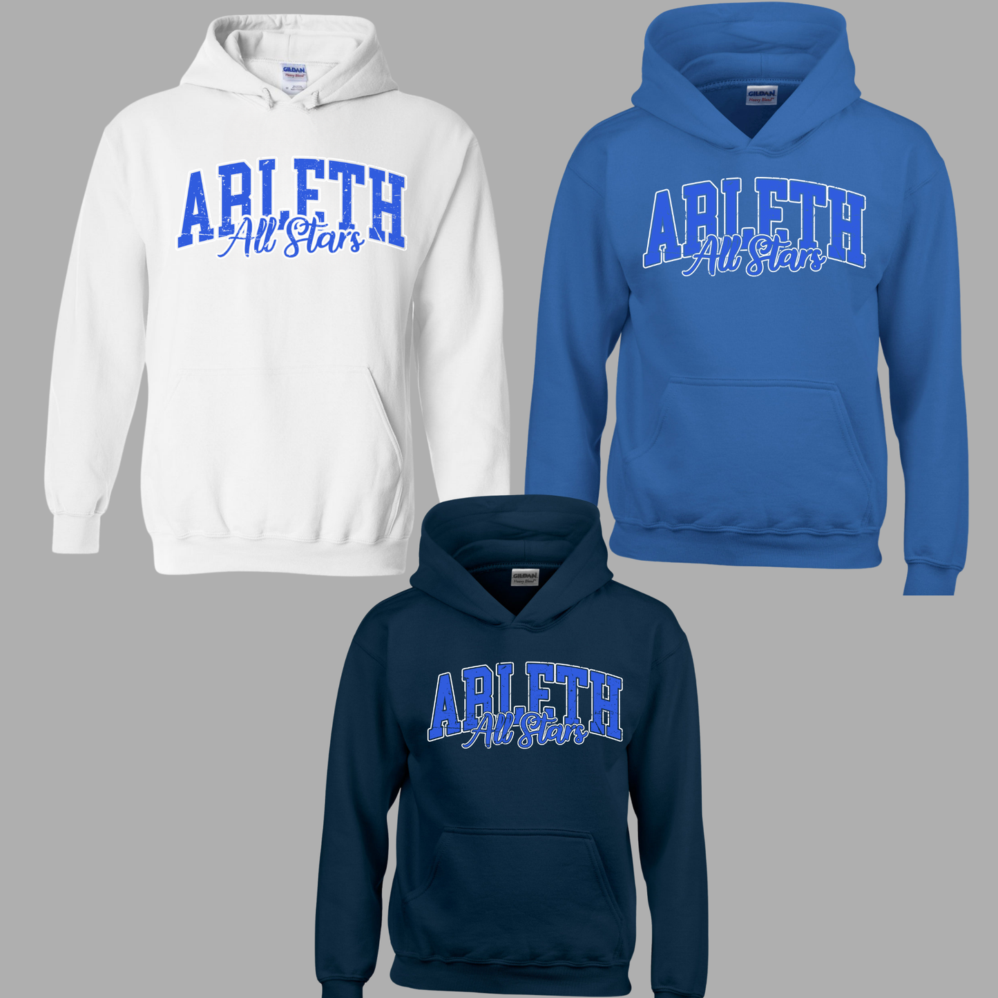 Arleth 003 - ARLETH All Stars distressed design - Tee Shirt, Crew neck Sweatshirt, or Hooded Sweatshirt
