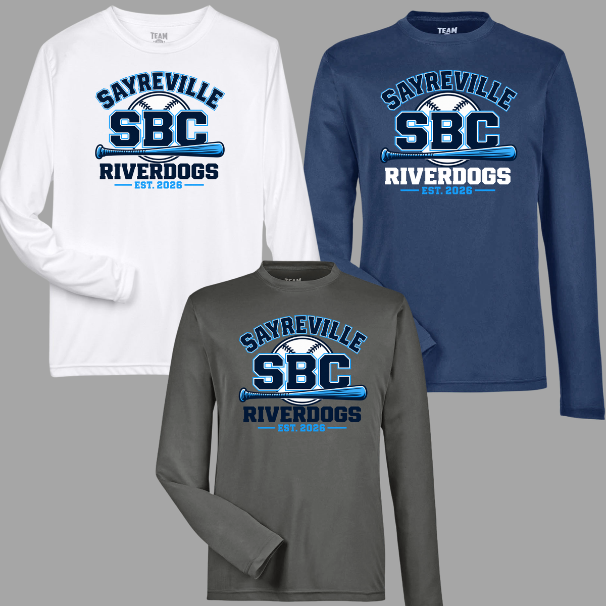 8U Riverdogs -Sayreville Riverdogs est 2026 design - Performance Long Sleeve Shirt (Dri Fit)