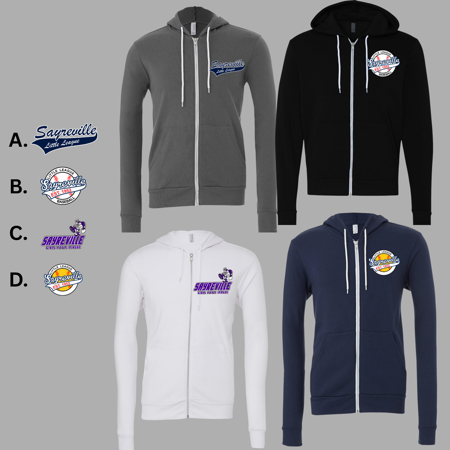 SLL - Sayreville Little League - Full ZIP Hooded Sweatshirt