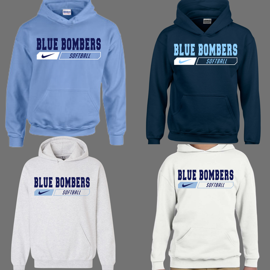 Blue Bombers 006 -Fleece Hooded Sweatshirt -Blue Bombers Swoosh Logo