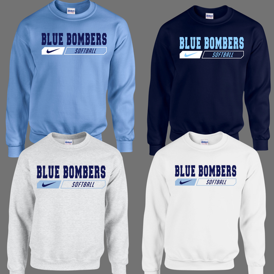 Blue Bombers 009 - Fleece Crew Neck Sweatshirt - Blue Bombers Swoosh Logo
