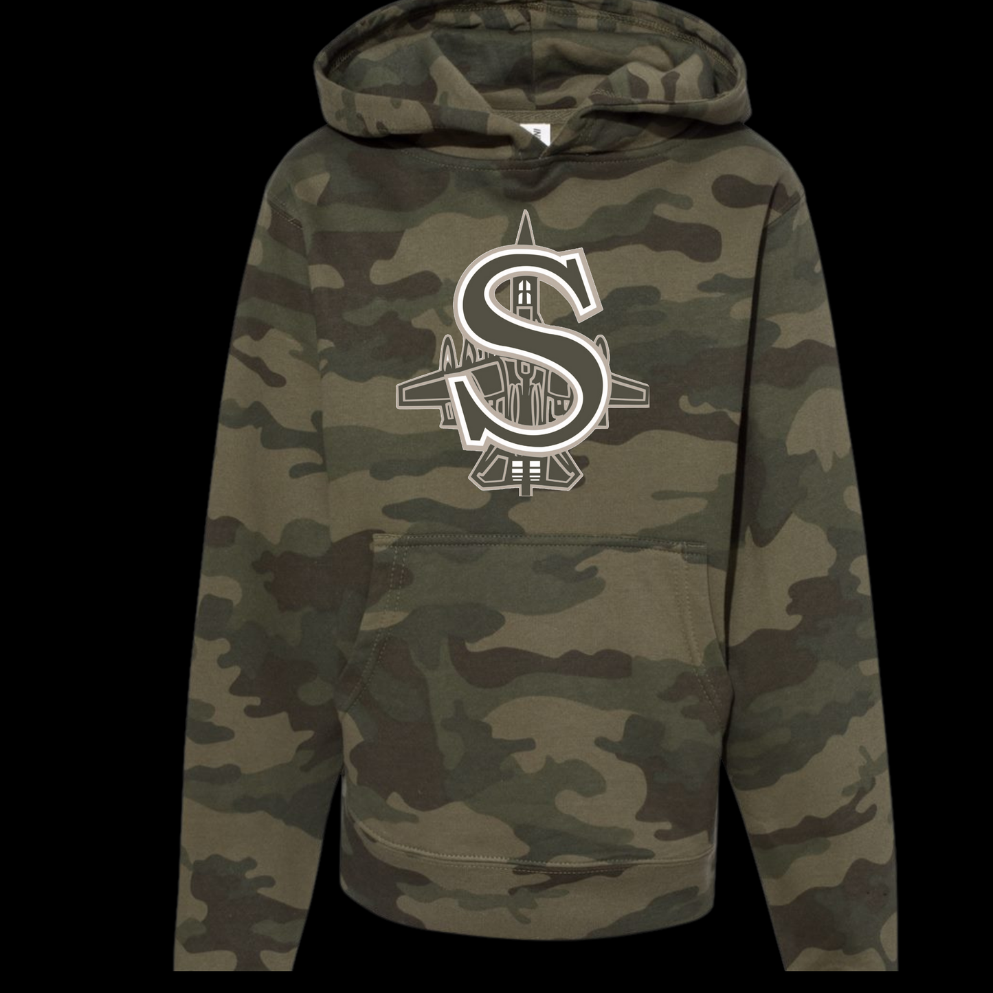 BBB - 004 - Camouflage w/ Green S logo - Tee-Shirt, Crewneck Sweatshirt or Hooded Sweatshirt