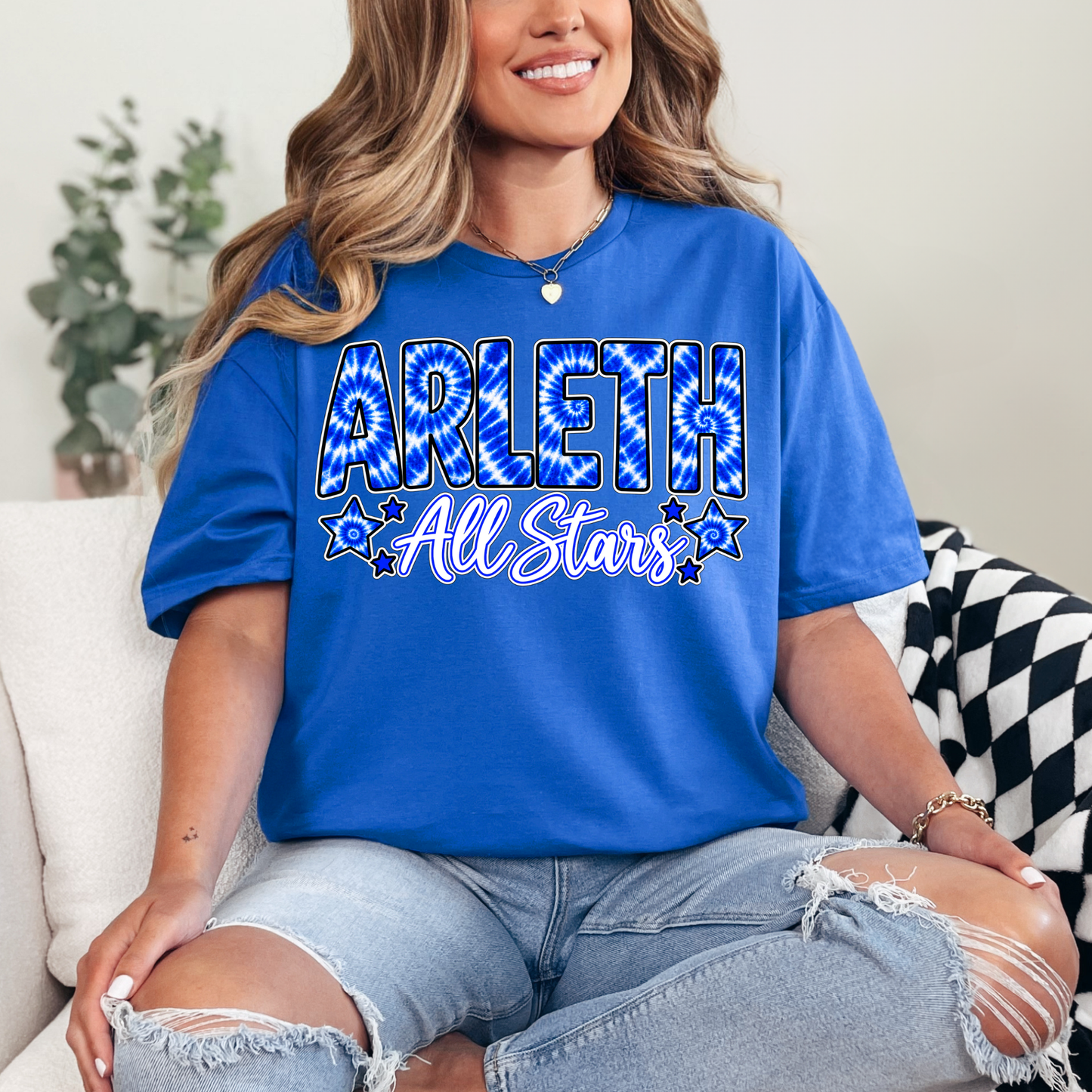 Arleth 004 - ARLETH All Stars tie dye design - Tee Shirt, Crew neck Sweatshirt, or Hooded Sweatshirt