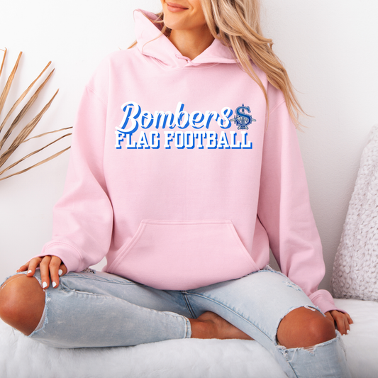 Flag - Bombers Flag Football (SCRIPT)- Crewneck Sweatshirt or Hooded Sweatshirt or Tee Shirt