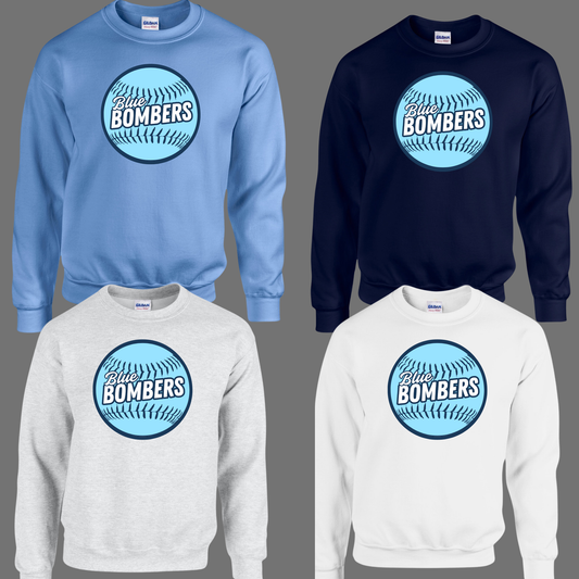 Blue Bombers - Softball Ball - Fleece Crew Neck Sweatshirt